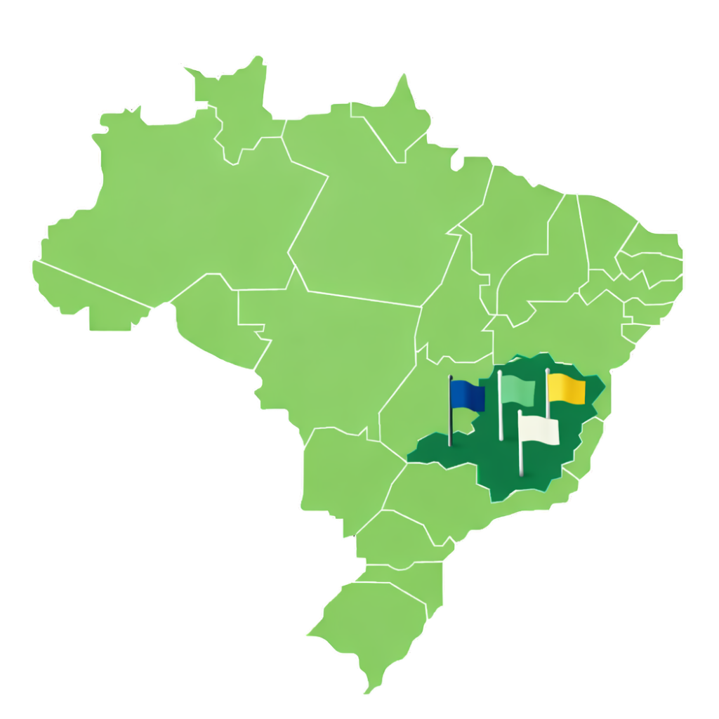 Mapa de atuação Locanema - Minas Gerais